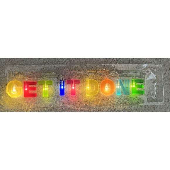 LIT LED Multicolor 1.5" T Lights "Get It Done" 4 Dorm Locker Apartment 65289 NEW - Picture 7 of 9